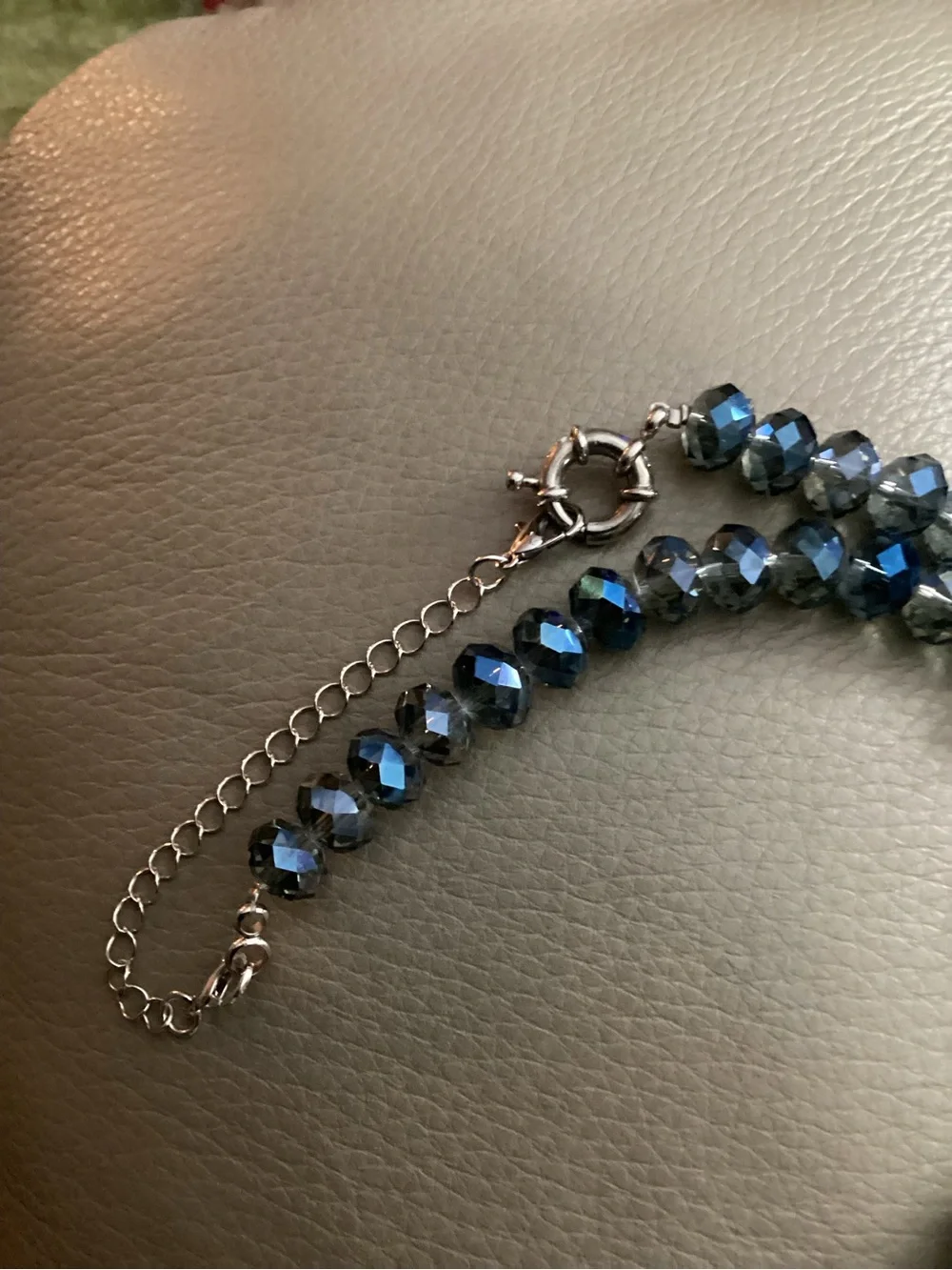 Faceted large Blue-Gray Swarovski Crystal Bead Necklace